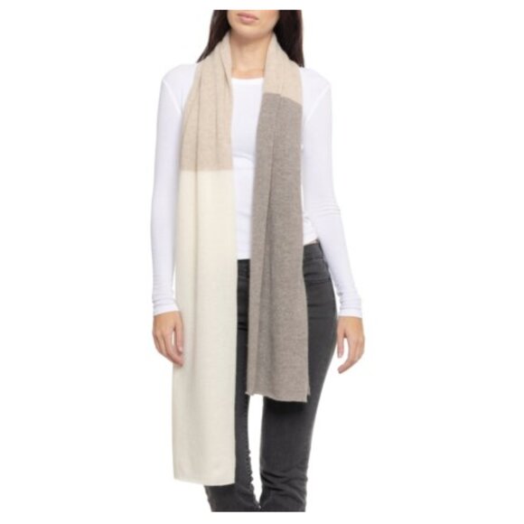NEW TAHARI 100% 2-PLY Cashmere Scarf 23.5” X 79” Tricolor - Picture 1 of 5